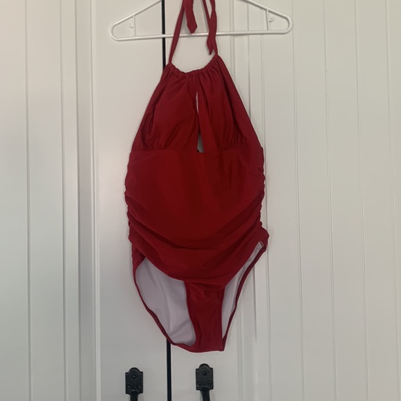 Dark Red Swimsuit One-Piece, size L, fits like XL - Picture 3 of 3